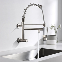 Robinet de cuisine mural de luxe avec sortie d'eau multi-mode et douchette extractible