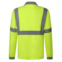 Camiseta Polo de Seguridad de Manga Larga con Alta Visibilidad Reflectante, 100% Poliéster, Transpirable, con Bolsillo en el Pecho