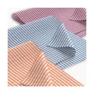 На заказ 40s/2 100% хлопчатобумажная полоса Seersucker тканая хлопчатобумажная ткань для рубашек