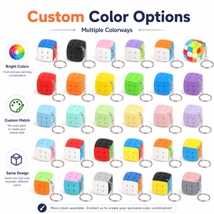 Porte-clés cube magique miniature 3 cm avec logo personnalisé, puzzle en plastique 3x3, jouet porte-clés, cubes à rotation fluide portables pour cadeau promotionnel - Product Image 3