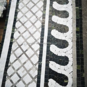 Bordure en pierre Mozaico de décoration de sol, bordure en pierre de marbre faite à la main, bordure en mosaïque de marbre - Product Image 1