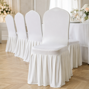 Funda elástica de licra para silla de banquete con falda plisada, 180GSM, para venta al por mayor y eventos. - Product Image 1
