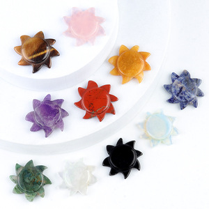 Wholesale Sun Shaped Craft Decor Ornament Carving Amethyst Rose QuartzYellow Tigereye Energy Stone Home Decor Gift