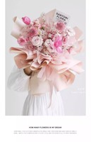 Papier d'emballage artisanal imperméable réutilisable double face enduit de PE pour les arrangements floraux d'anniversaire, panier à fleurs ouvert