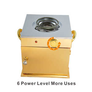 Goldfarbener Medeja Fernelo Jebena Einzelbrenner Elektroherd mit Aufbewahrungsschrank für Äthiopische Habesha Kaffeezeremonie - Product Image 2