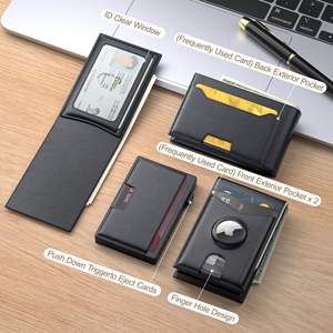 Oferta Cartera Inteligente de Cuero Genuino con Rastreador AirTag y RFID, Tarjetero Metálico de Aluminio Magnético Desmontable y Desplegable para Tarjetas de Crédito e Identificación - Product Image 3