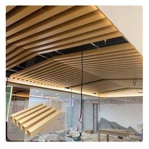 Gỗ nhìn U hình dạng dải nhôm vách ngăn tấm Trần Kim Loại Lưỡi Trần hồ sơ hội trường trung tâm văn phòng khách sạn thiết kế trần giả - Product Image 5