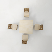 Maison de poupée de poche Art Déco carrée, ensemble de 5 pièces, mini modèle de jouet, table à manger, chaise, meubles miniatures en bois pour anniversaire