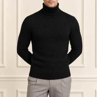 Pull-over en maille à col roulé pour homme, coupe ajustée, avec logo personnalisé, idéal pour l'hiver