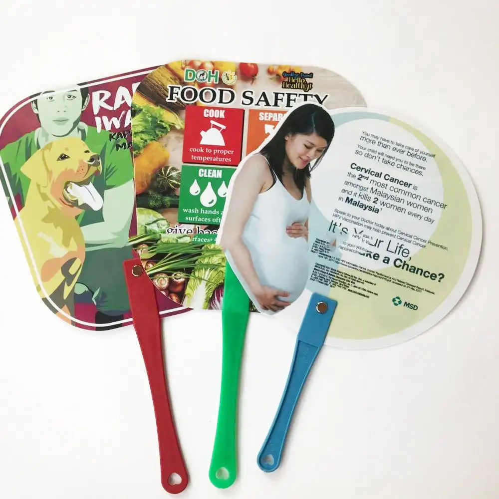 Personalizado Impresso Promocional Plástico Hand Held Pvc/pp Fan Mini Hand Held Fans