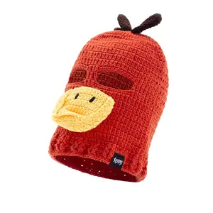 인기있는 사용자 정의 가을 겨울 큰 노란색 청구 오리 뜨개질 기계 모자 따뜻한 양모 모자 애니메이션 만화 헤드 기어 비니 사용자 정의