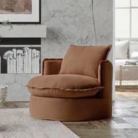 Fauteuil pivotant moderne en tissu, fauteuil d'appoint rembourré avec base ronde pour salon, bureau à domicile