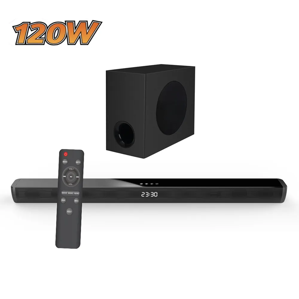 Barra de sonido inalámbrica para TV, sistema de cine en casa con sonido envolvente 3D, Control remoto, Subwoofer inalámbrico para TV, 100W, 2,1