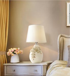 Современный Европейский Дизайн Керамическая Настольная лампа в стиле ретро резное искусство для спальни или отеля E27 прикроватный декоративный источник питания постоянного тока - Product Image 2