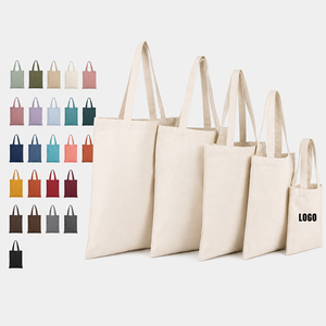 Sacs fourre-tout en <span class=keywords><strong>toile</strong></span> de coton naturel en gros, plusieurs tailles, sacs de courses écologiques réutilisables avec poignée rembourrée - Product Image 1