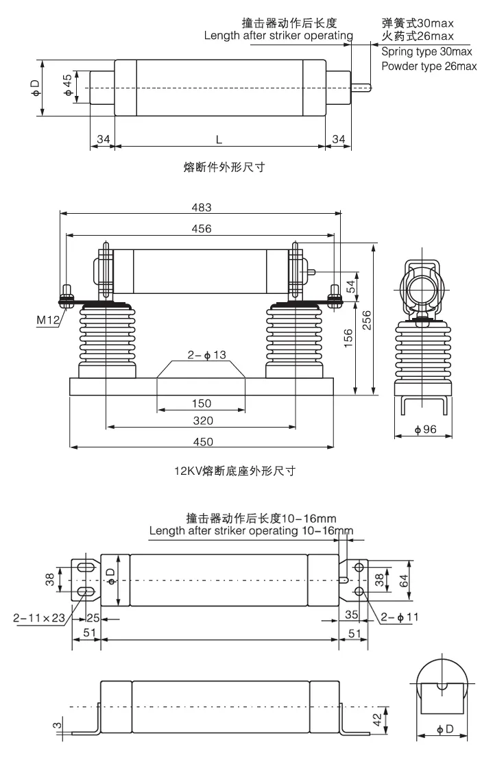 Yinrong CE BS DINタイプFフルスコープ保護に使用高電流制限ヒューズ高電圧ヒューズリンク