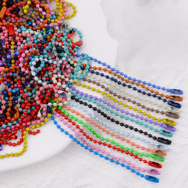 Metal Ball Chain Keychain with Colorful Beads  Connector-DIY Fashion Classic Trendy for Hanging Bag Charm Accessories