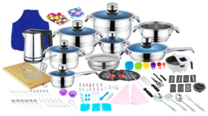 <span class=keywords><strong>Set</strong></span> <span class=keywords><strong>di</strong></span> <span class=keywords><strong>Pentole</strong></span> a <span class=keywords><strong>Induzione</strong></span> in Acciaio Inox con Coperchio in Vetro Blu, 300/200/180/150/130/110/80 Pezzi - Product Image 3