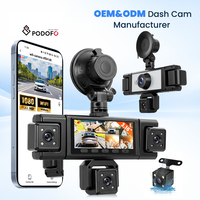 Caméra embarquée Podofo 5 objectifs 3,16'' 1080P DVR Enregistrement en boucle Détection de mouvement WIFI&APP Vision nocturne 360° °   Fournisseur ODM de Enregistreurs avec Capteur G