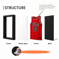 Vitrine murale moderne pour maillots de sport (basketball, football, soccer) avec cadre et boîte à ombre – Présentoir pour souvenirs sportifs