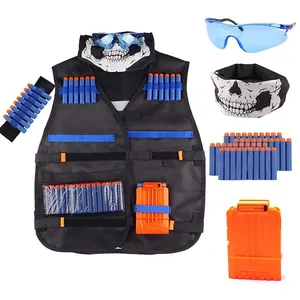 Kids Tactical Vest Kit Airsoft For Toy Soft Bullet Guns With Darts Mask Wrist Bands Protective Glasses Outdoor Shooting Games