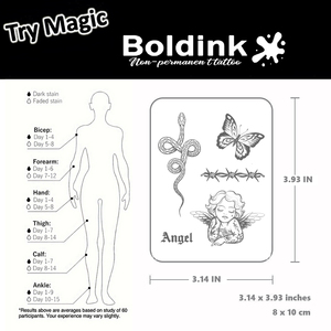 <span class=keywords><strong>Tatouage</strong></span> au stylo Boldink personnalisé, réaliste, motif serpent ange noir, imperméable, longue durée (2 semaines), encre Jagua Juice - Product Image 5