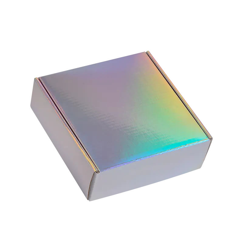 Custom Logo Printing Luxury Silver Holographic Corrugated Cardboard Mailer Shipping Boxes Gift PaperCosmetics Box Packaging