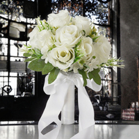 Bouquet de roses en soie préservées pour mariage, remise de diplôme, fête des Mères et Saint-Valentin - Fait main