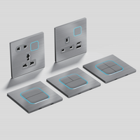Abuk Panneau métallique décoratif en acier inoxydable brossé 1/2/3/4 Gang EU Universal Combo Light Power Electrical Safety Wall Switches