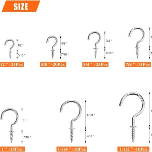 Gancho de Acero al Carbono con Ojo para Tornillos Autorroscantes, 120 Piezas, Uso General en la Industria - Product Image 5