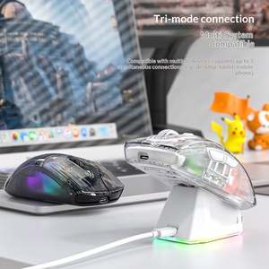 RGB Tri-Mode (2.4G + Dual ) Wireless Transparent Gaming <b>Mouse</b> With Digital Display - Product Image 3