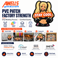 Badge personnalisé en PVC avec slogan 'Stay Cool' et motif 'Anime Girl' pour vestes, sacs à dos, casquettes, streetwear et accessoires de mode AWELLS