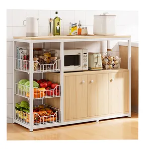 带锅柜的厨房储物架多层水果蔬菜架多层厨房储物架
