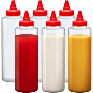Botellas de Plástico PET de Grado Alimenticio para Miel y Sirope, con Tapa de Cepillo, 250ml 450ml, Botella para Salsas con Serigrafía, 100 Unidades, Transparentes - Product Image 1