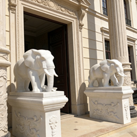 Esculturas de Leones de Mármol Blanco de Tamaño Real en Oferta, Estatuas de Leones Talladas en Piedra para Exteriores