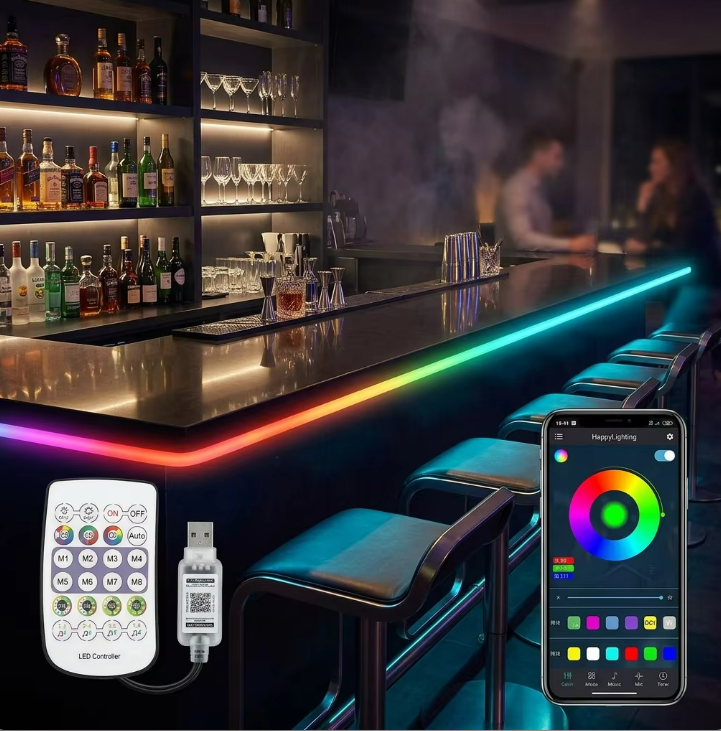 USB 5V IP67 2M Copper RGB Neon Rope Lights LED Strips APP & Remote Control Music Sync Dimmable DIY Mode Game Rooms · image 3