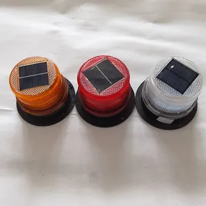 Factory Universal Solar Charging Red Amber White LED Warning Lights Revolving Lamp Mounting With Magnet