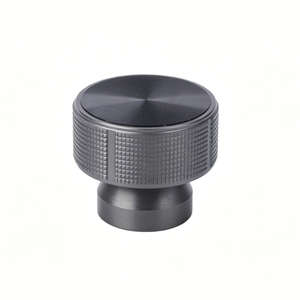 Perilla de control moleteada de acero inoxidable/aluminio mecanizada por CNC a medida, metal anodizado negro, perforación de orificio cuadrado para equipos rotatorios - Product Image 3
