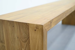Banc de patio artisanal en teck recyclé, grain naturel vieilli, style Wabi-sabi, luxe, pour jardin et resort, durable - Product Image 6