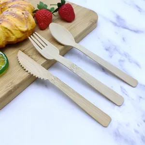 Bamboo Tableware Biodegradable Disposable Eco Friendly Bamboo Knife Fork And Spoon Bamboo Cutlery