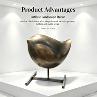 Sculpture d'oiseau abstraite en acier inoxydable 304, finition bronze antique, taille personnalisée, statue de paysage en métal pour villa, parc, jardin