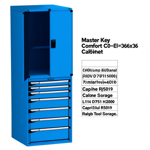 Fami Master Key Comfort C0-Eh=36X36 <b>Drawer</b> Cabinet 7 <b>Drawers</b> L714 D751 H2000 Capri Blue Ral5019 <b>Tool</b> Storage - Product Image 2