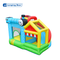 Château gonflable d'intérieur pour enfants Jumping Dear avec toboggan, capacité 3 personnes, matériau Oxford, adapté aux familles