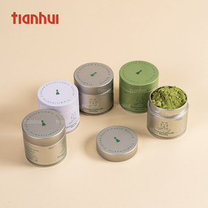 กระป๋องโลหะขนาดเล็ก Tianhui สำหรับบรรจุชาเขียวมัทฉะ 30 กรัม 50 กรัม กระป๋องเก็บชาทรงกลมแบบสุญญากาศ กระป๋องชาสีเงิน กระป๋องกาแฟ - Product Image 1