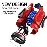 Projecteur LED d'urgence longue portée pour l'extérieur, camping, multifonctionnel, lumière puissante, batterie rechargeable, portée du faisceau de 500 m, super
