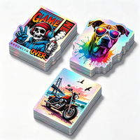 Autocollant personnalisé TEDDY en vinyle holographique résistant à l'huile, impression de logo, autocollant découpé sur mesure, autocollant holographique personnalisé