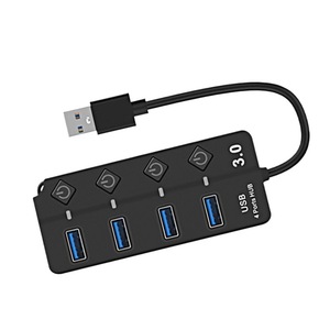 Hub USB 3,0 de 4 puertos con botón de interruptor, no requiere alimentación, expansión de divisor de plástico para ordenador portátil - Product Image 1
