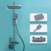 Ensemble de Douche Moderne en Laiton Chaude Froide 4 Fonctions avec Clavier de Piano Gris Anthracite pour Fixation Murale Colonne de Douche Effet Pluie