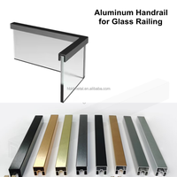 Main courante en aluminium de style moderne à rainure en U pour système de balustrade en verre, clôture en verre