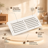 Unité de ventilation HVAC de haute qualité 6x6, grille de ventilation carrée réglable, design simple, pour salle de machines